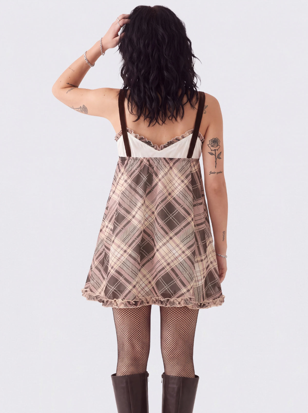 PLAID BOW MINI DRESS