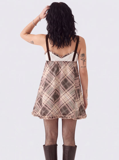 PLAID BOW MINI DRESS